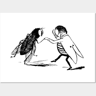 Vintage Black and White design with Insects Dancing by Edward Lear Posters and Art